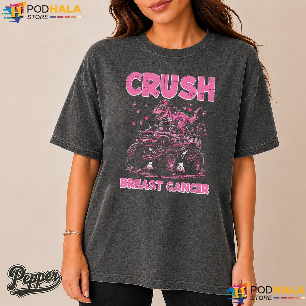 Dino Monster Truck Toddler Comfort Colors T-Shirt Crush Breast Cancer Boy Dino Monster Truck Toddler Comfort Colors T-Shirt Crush Breast Cancer Boy