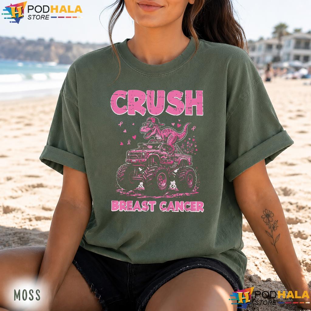 Dino Monster Truck Toddler Comfort Colors Tshirt Crush Breast Cancer Boy Dino Monster Truck Toddler Comfort Colors Tshirt Crush Breast Cancer Boy