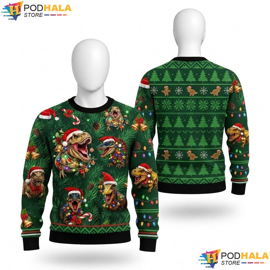 Dinosaur Funny Vintage Ugly Christmas Sweater Holiday Mens Outfit Top