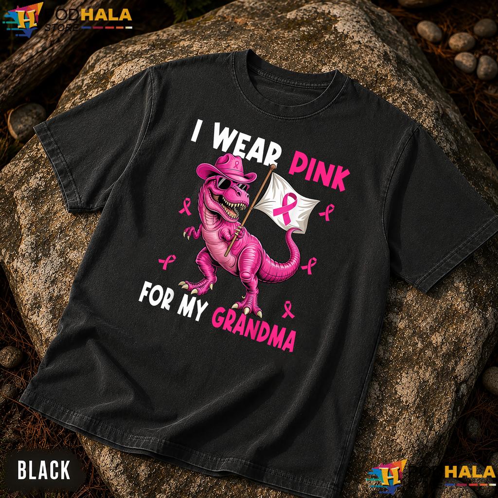 Dinosaur Pink Grandma Boys Comfort Colors T-Shirt Breast Cancer Kids