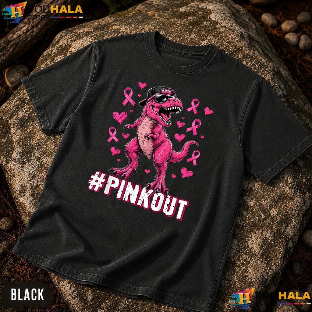 Dinosaur T Rex Pink Out Comfort Colors T-Shirt Breast Cancer Boys Girls