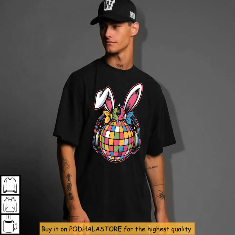 Disco Ball Bunny Ears Gift Easter T Shirts For Adults Party Outfit Tee
