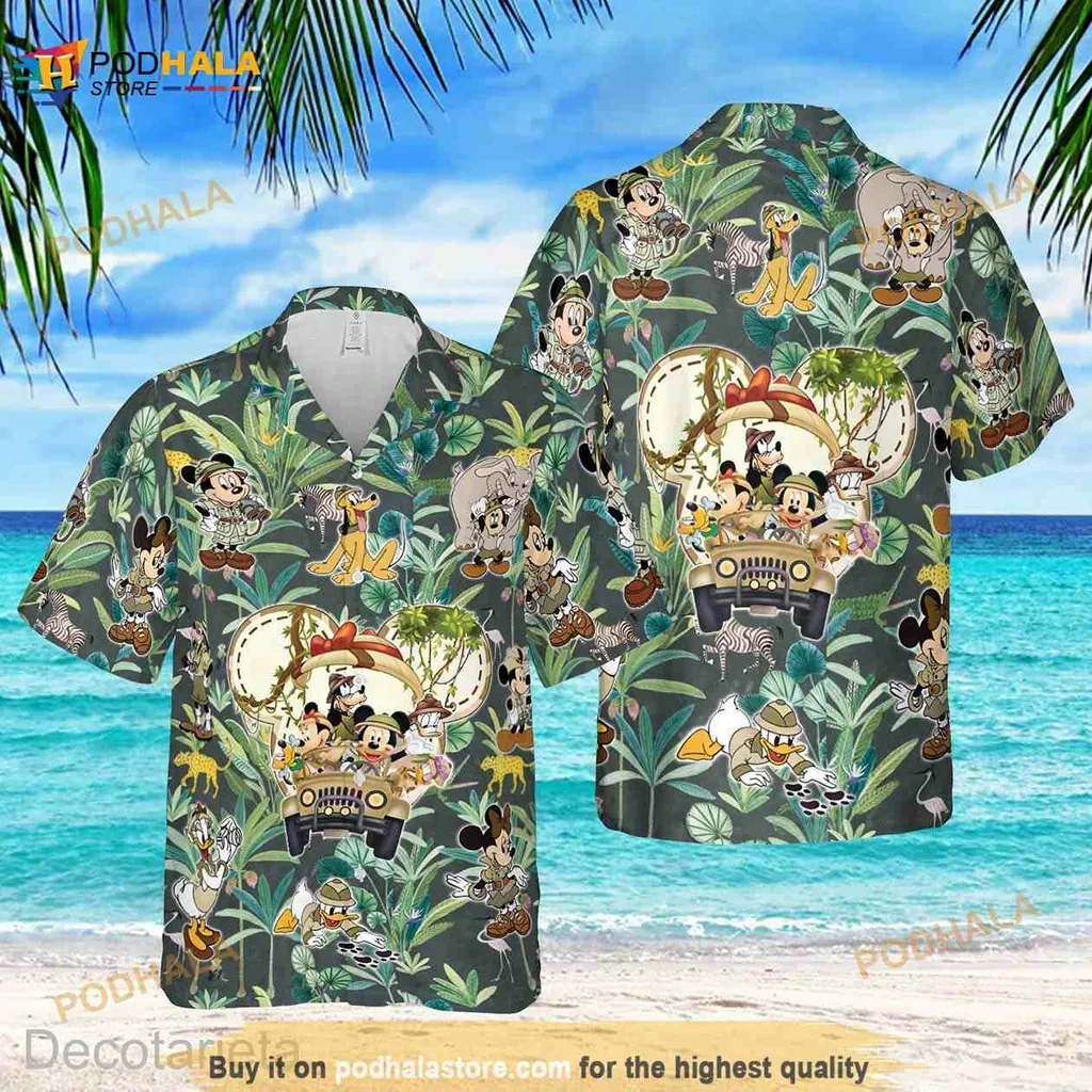 Disney Characters Tropical Hawaiian Shirt Featuring Mickey And Friends