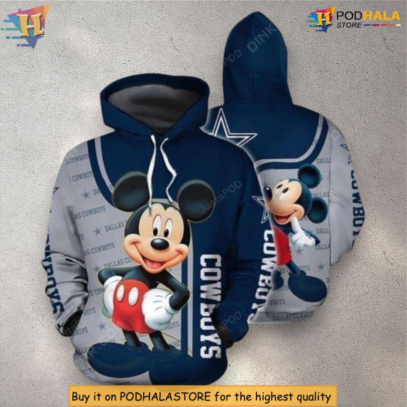 Disney Mickey Mouse Style Dallas Cowboys Zip Up Hoodie 3D Fan Favorite