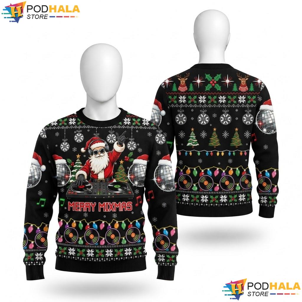DJ Santa Merry Mixmas Party Sweater Cool Elf Costume Christmas Apparel