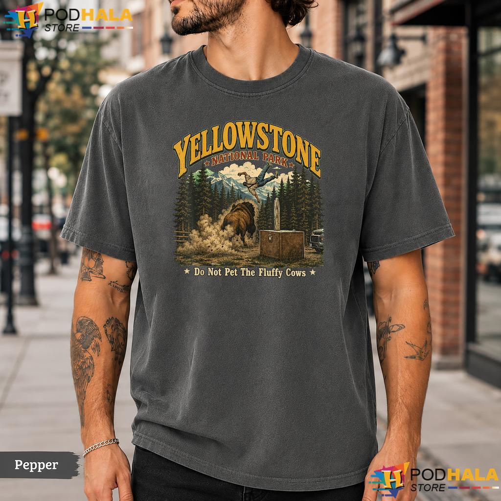 Do Not Pet Fluffy Comfort Colors T-Shirt Vintage Yellowstone Cows Top