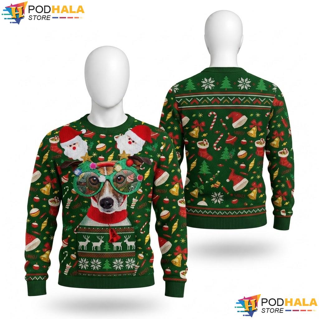 Dog Glasses Green Novelty Ugly Sweater Cute Christmas Lovers Apparel