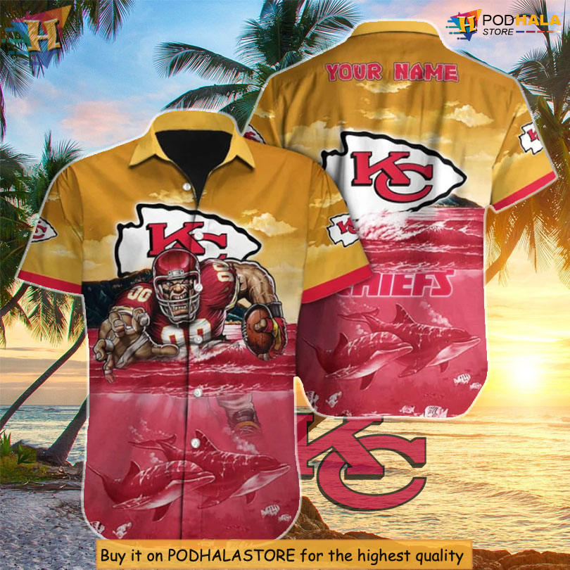 Dolphin Dive Ocean Theme Kansas City Chiefs Hawaiian Shirt Tropical Design
