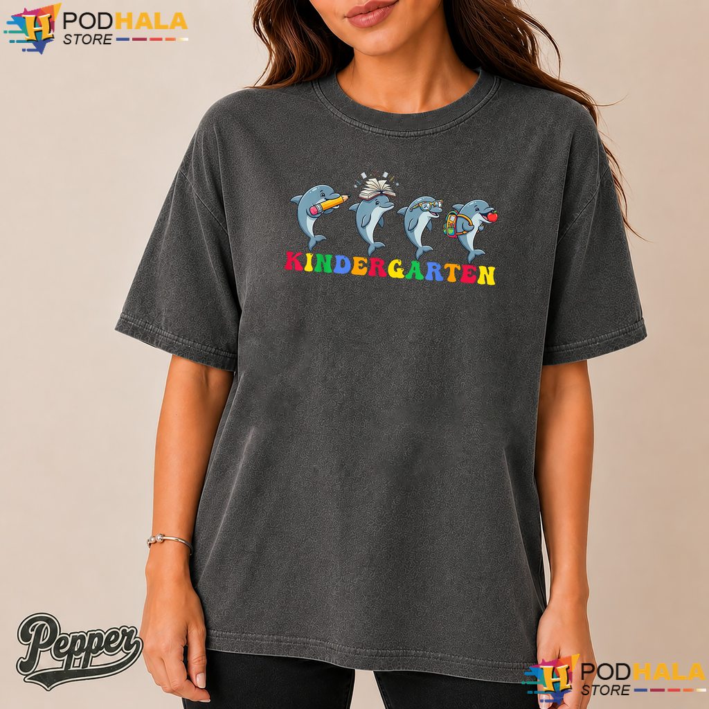 Dolphin Kindergarten School Comfort Colors Tshirt Teacher Student Apparel Dolphin Kindergarten School Comfort Colors Tshirt Teacher Student Apparel