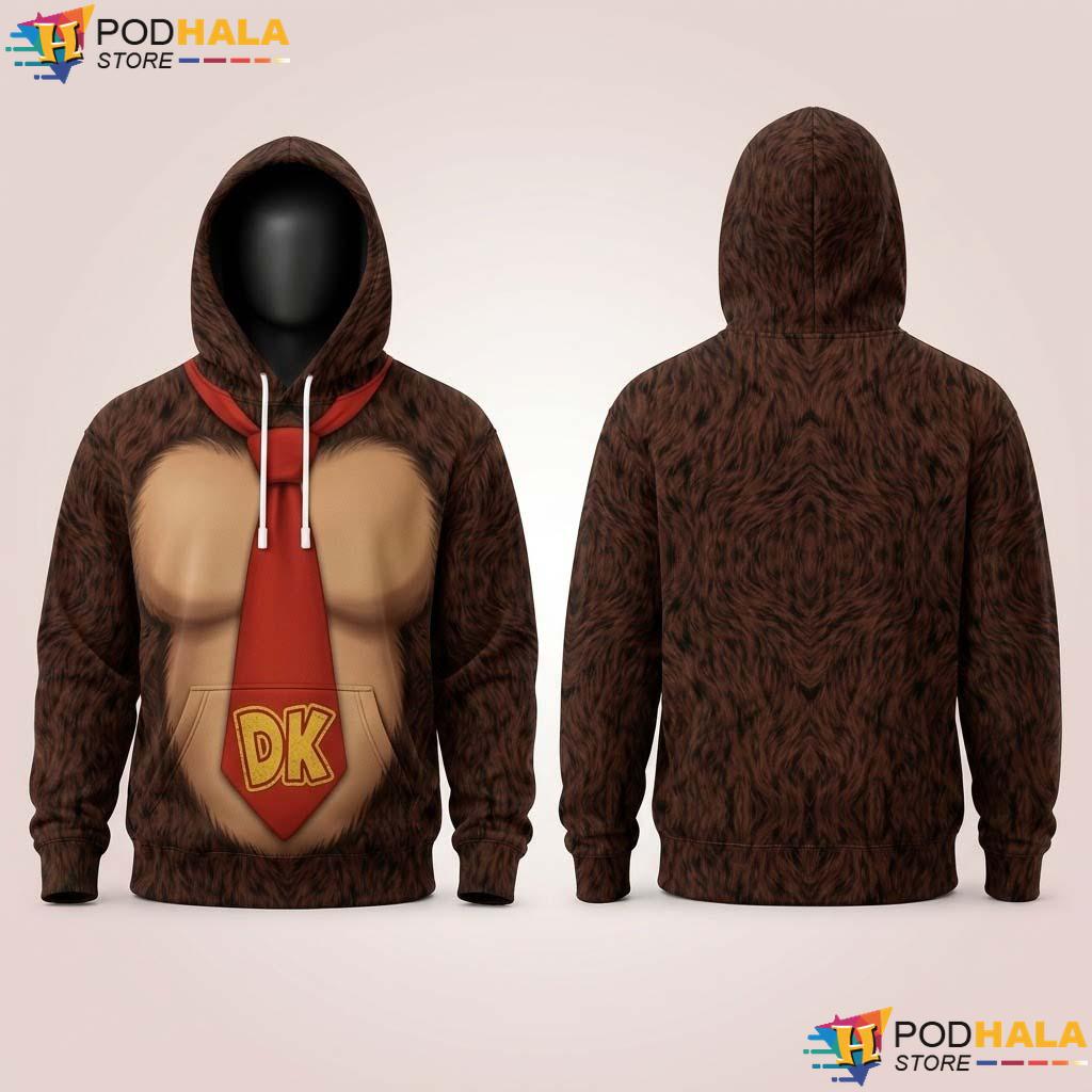 Donkey Kong Cosplay 3D Hoodie Halloween Video Game Character Apparel