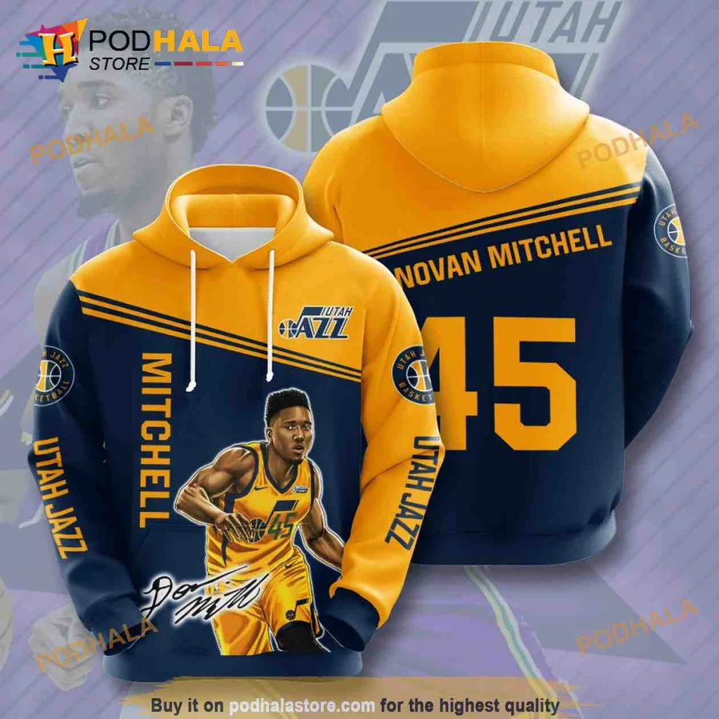 Donovan Mitchell Utah Jazz 3d Hoodie Sweatshirt With Dynamic Player Graphic
