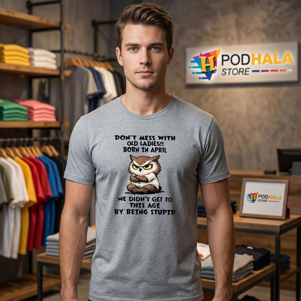 Dont Mess Old Ladies April Shirt 2026 Born In Funny Owl Graphic Fan Apparel