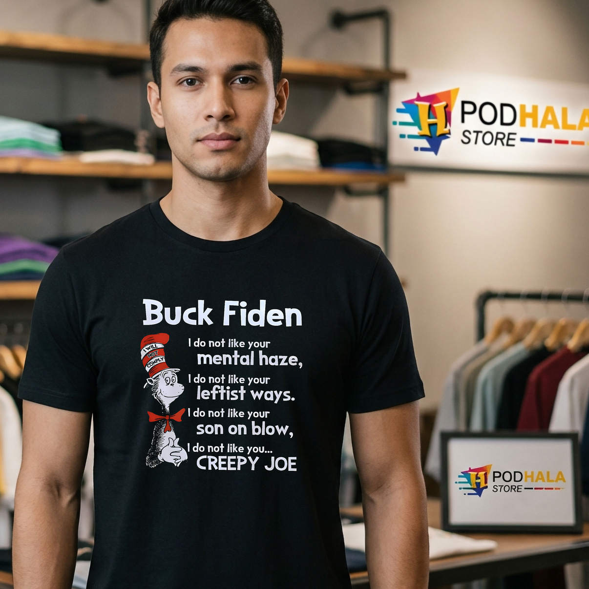 Dr Seuss Buck Fiden Humor Shirt I Do Not Like Your Mental Haze Graphic Mens