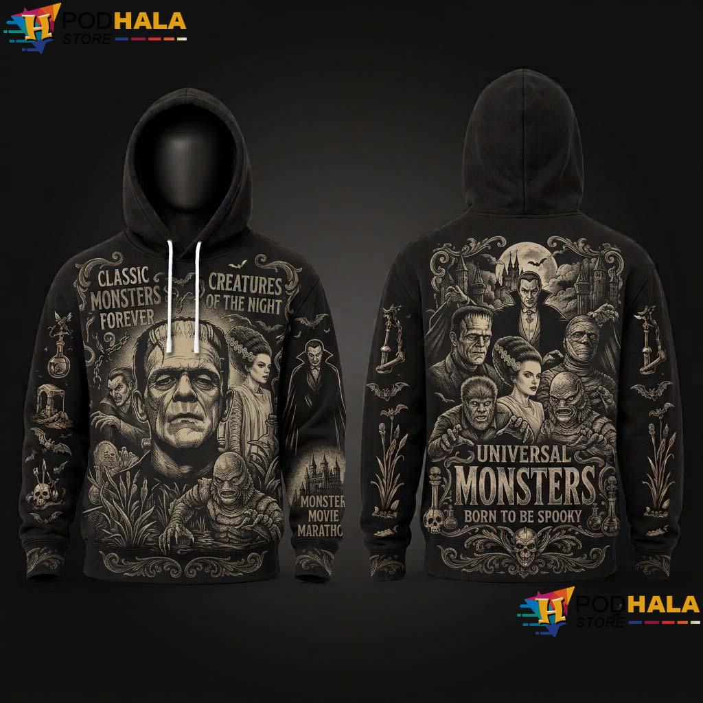 Dracula Monster Halloween 3D Hoodie Frankenstein Universal Spooky Gift