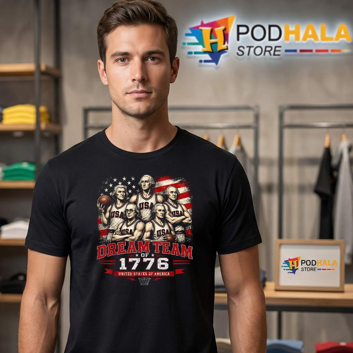Dream Team 1776 Shirt Funny Founding Fathers America Fourth Of July Mens Tee