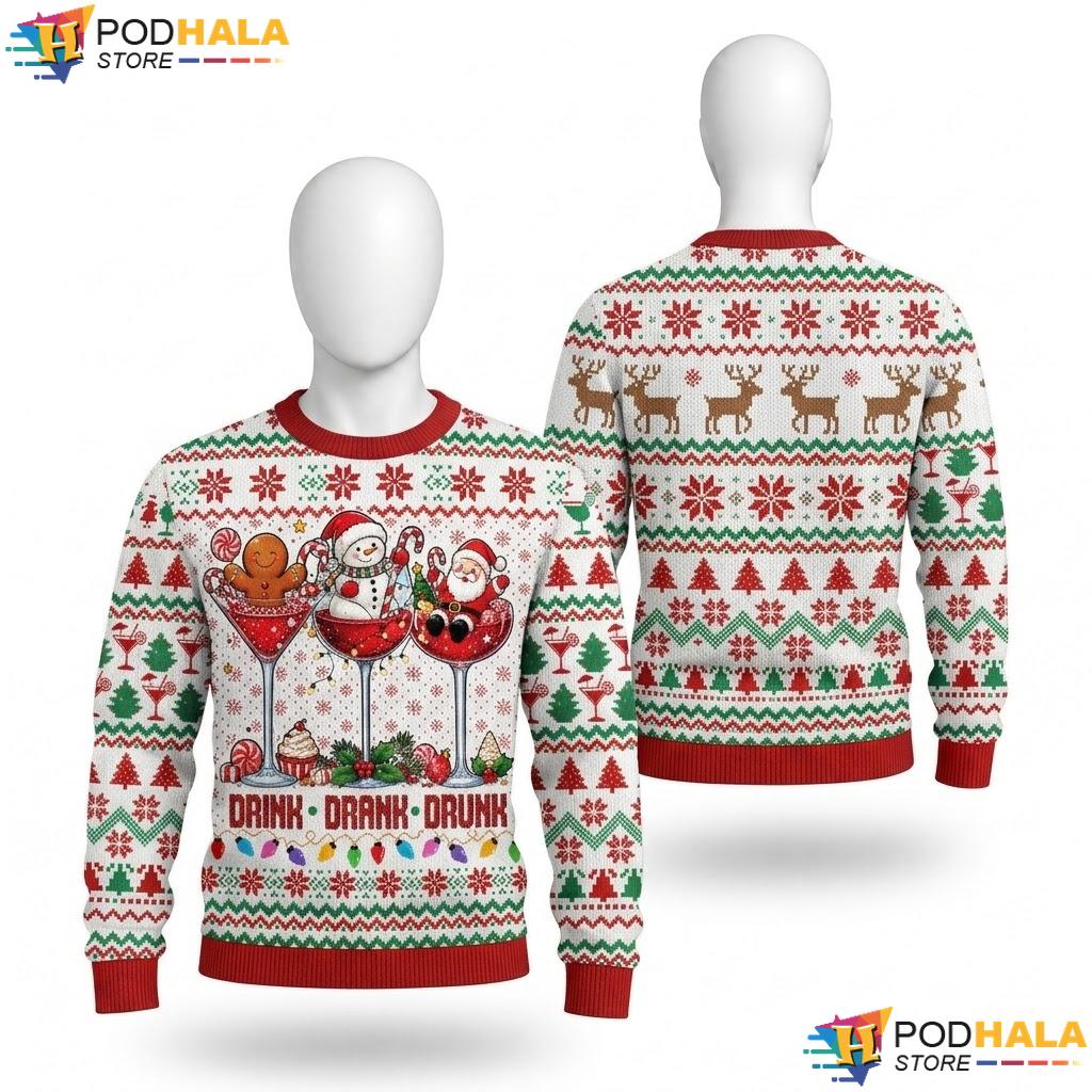 Drink Drank Drunk Party Ugly Sweater Festive Cocktail Christmas Apparel