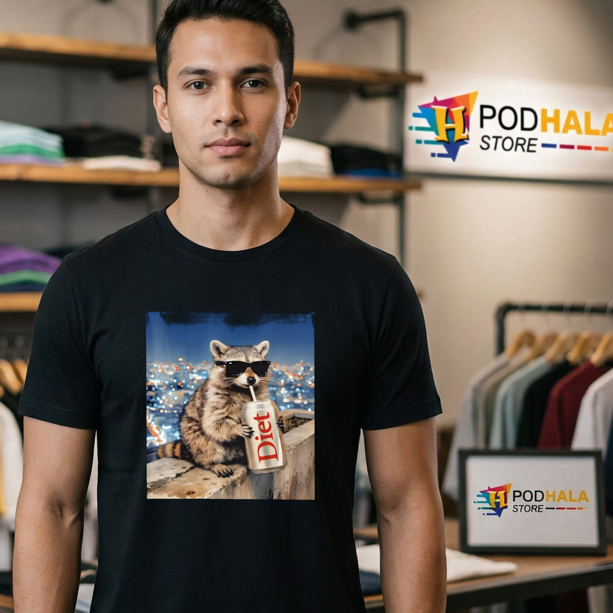 Drinking Diet Soda Funny Raccoon Meme Shirt 2026 Animal Graphic Fan Gear