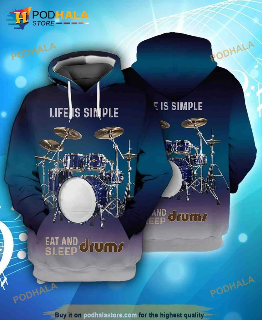Drummer Lifestyle Eat And Sleep Drums 3d Hoodie Sweatshirt
