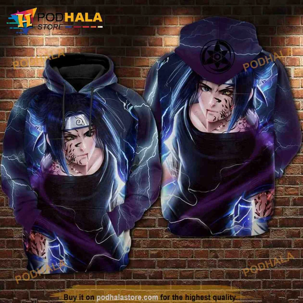 Dynamic Anime Character 3d Hoodie Featuring Intense Graphic Design And Lightning