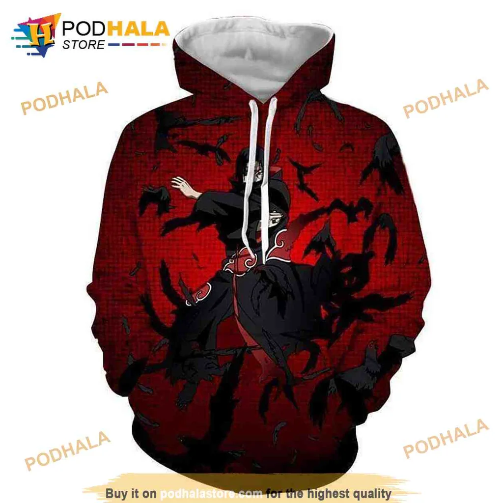Dynamic Anime Crow Attack 3d Hoodie Featuring Striking Design