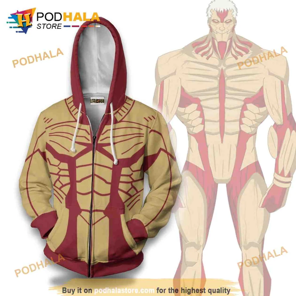 Dynamic Armored Titan 3d Hoodie With Lifelike Titan Design
