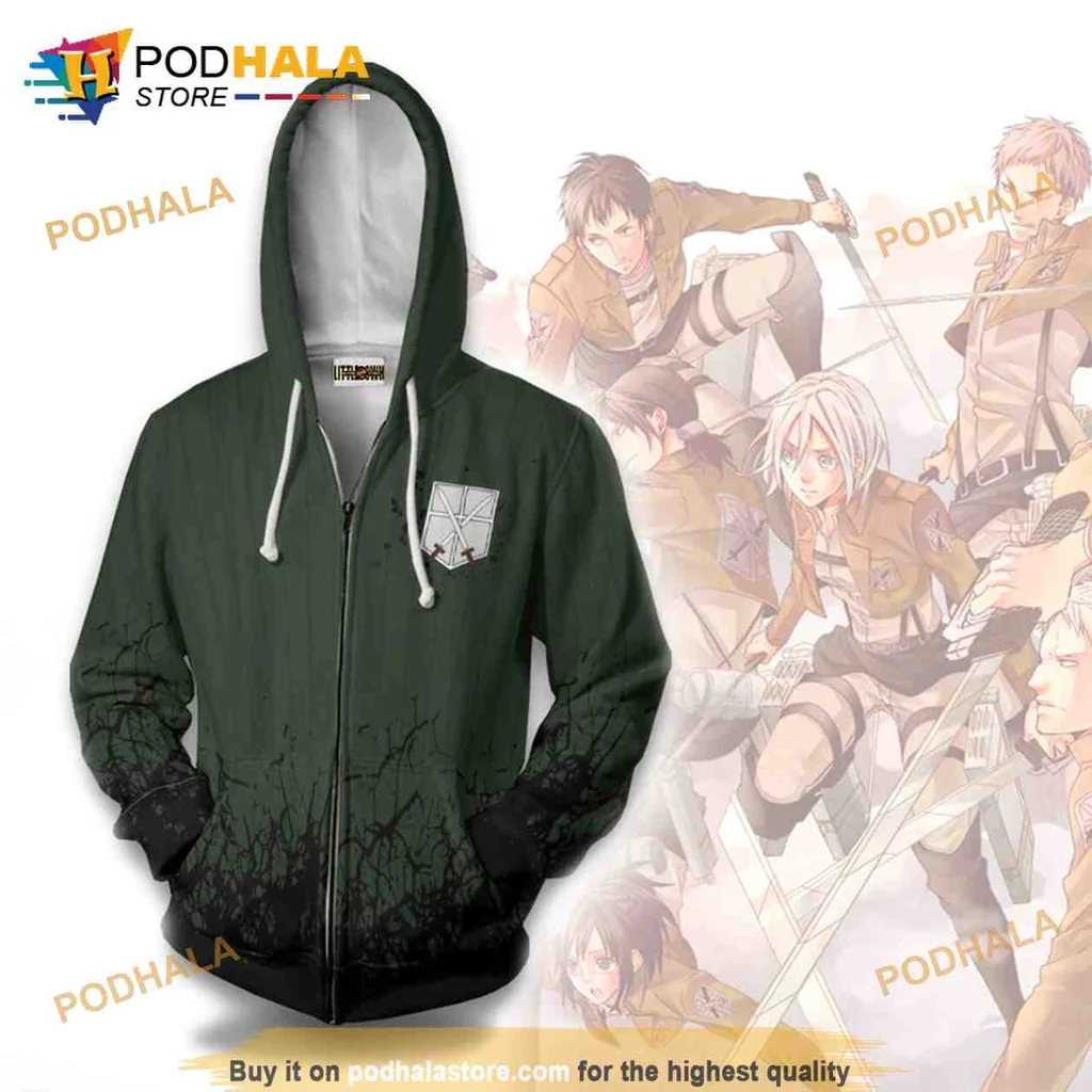 Dynamic Attack On Titan 3d Hoodie Featuring Adventure Character Collage