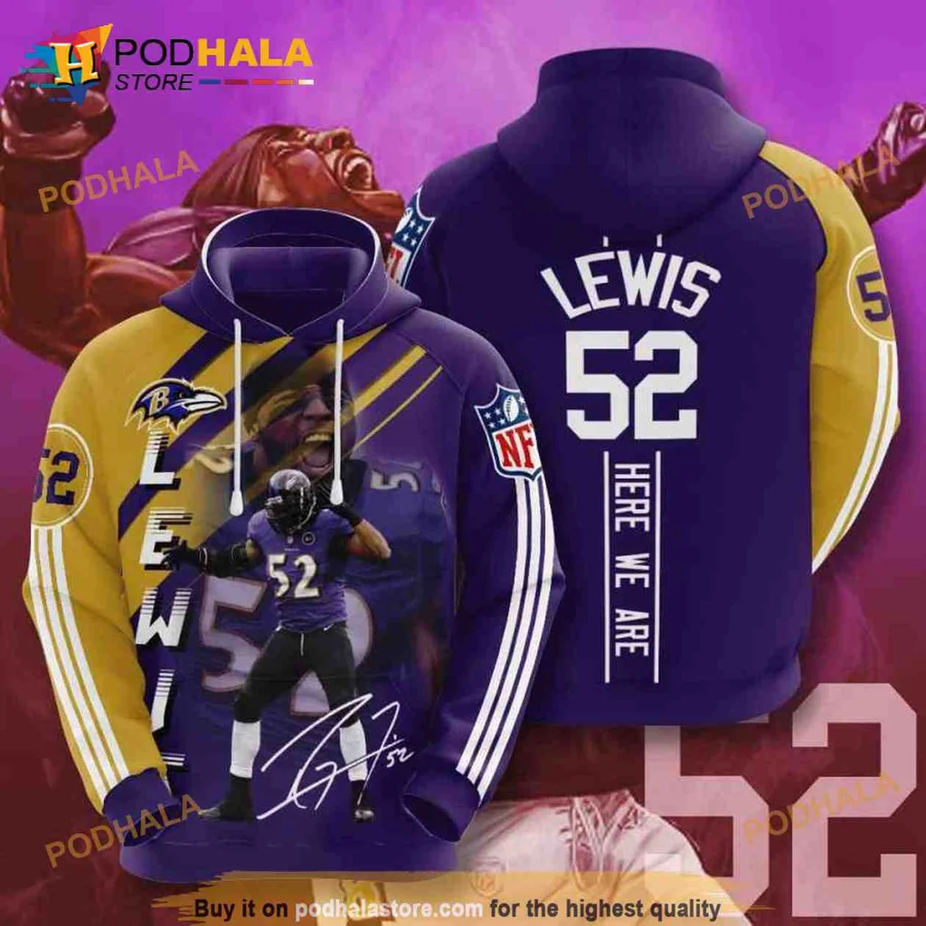 Dynamic Baltimore Ravens Linebacker 3d Hoodie Featuring Bold Player Graphic