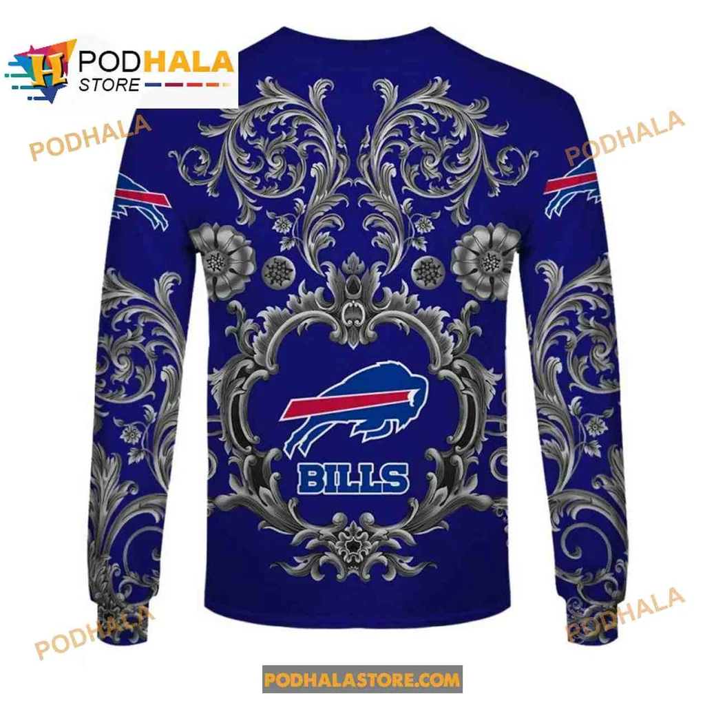 Dynamic Buffalo Bills 3d Hoodie With Bold Logo And Floral Patterns