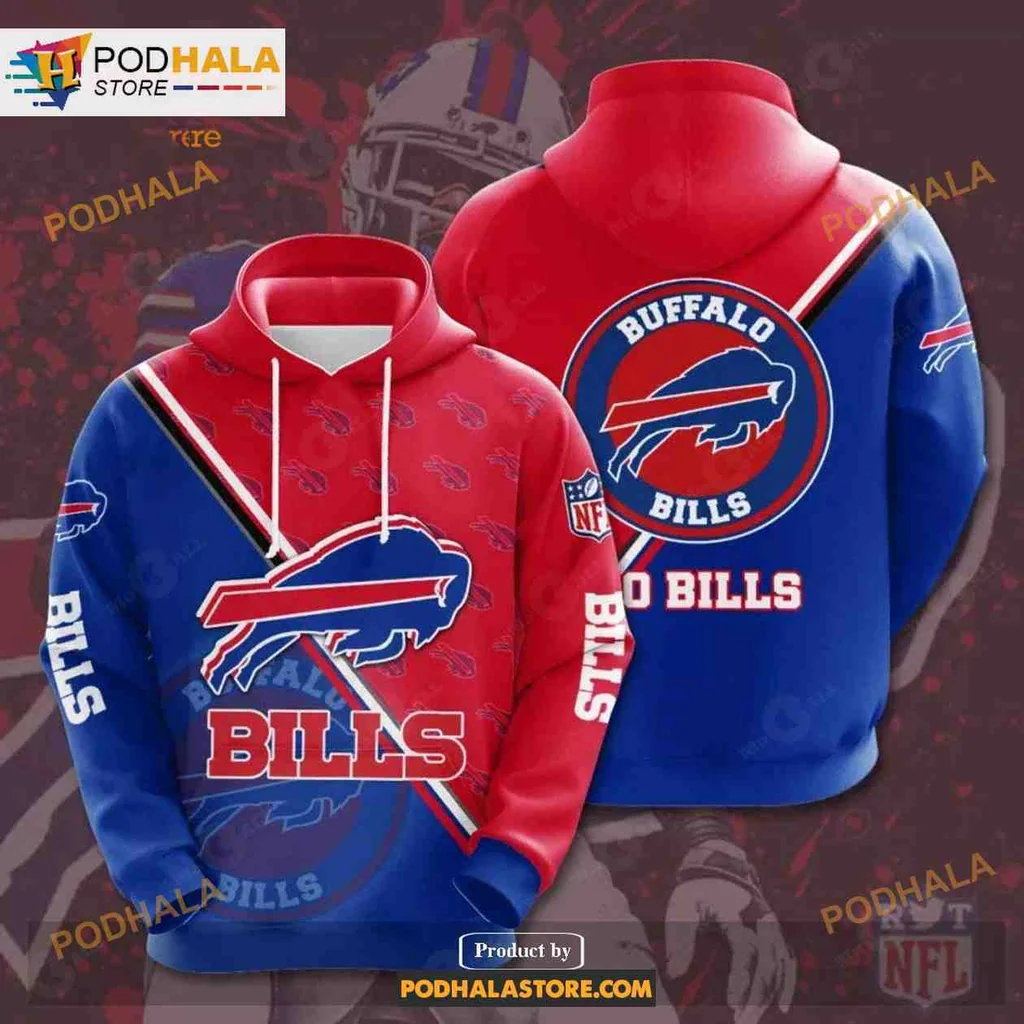 Dynamic Buffalo Bills 3d Hoodie With Striking Team Logo Design