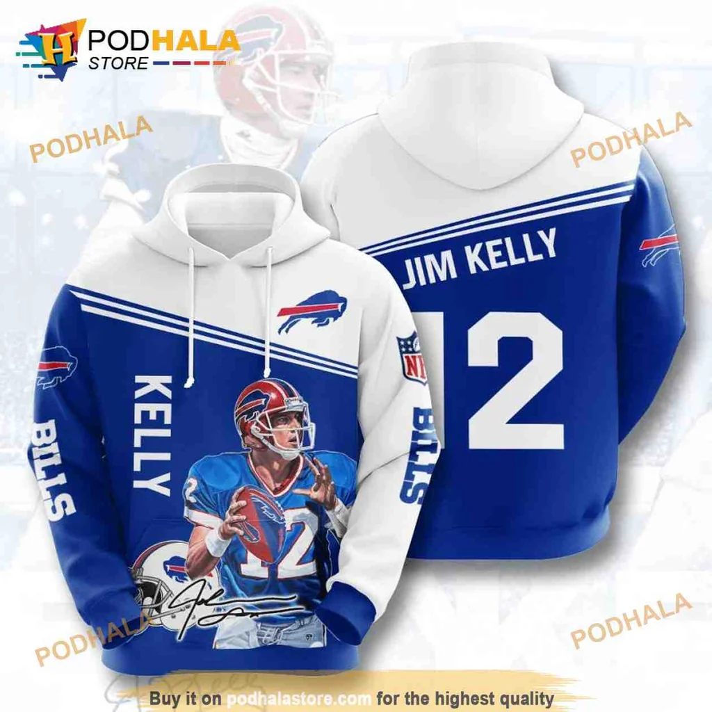 Dynamic Buffalo Bills Jim Kelly 3d Hoodie Featuring Football Player Design