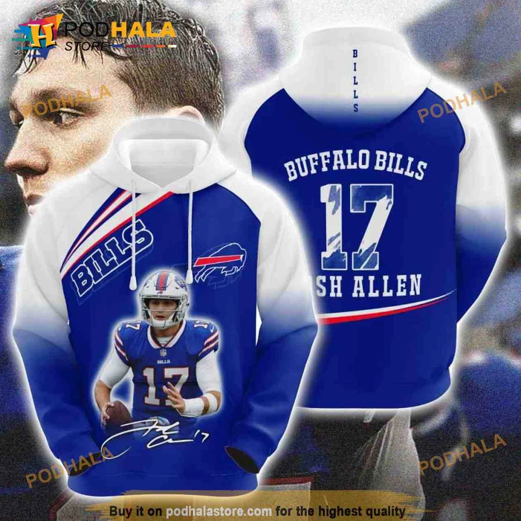 Dynamic Buffalo Bills Josh Allen 3d Hoodie Featuring Player Graphic