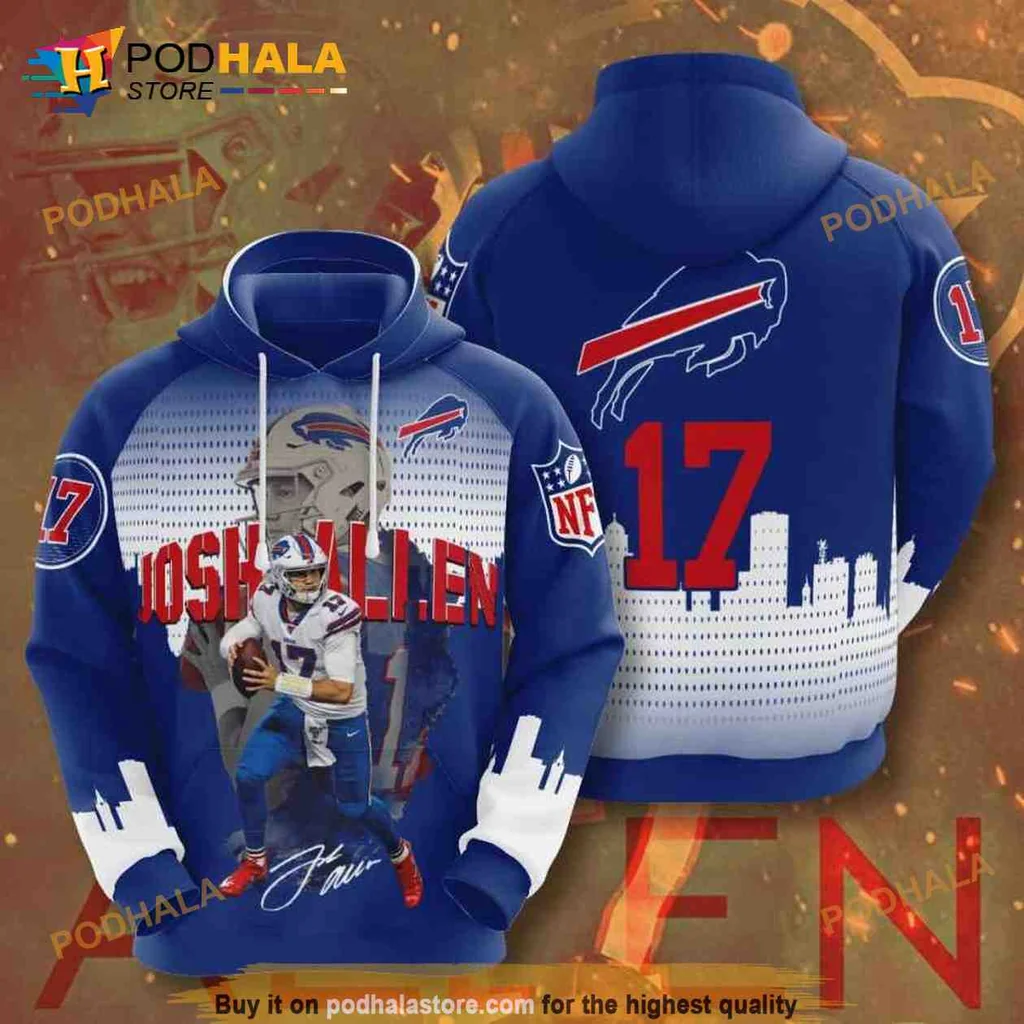 Dynamic Buffalo Bills Josh Allen 3d Hoodie With Skyline Design