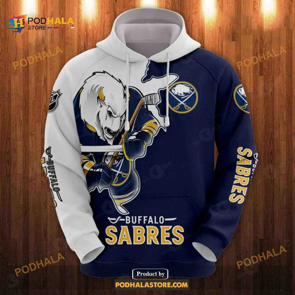 Dynamic Buffalo Sabres 3d Hoodie Featuring Fierce Buffalo Graphic