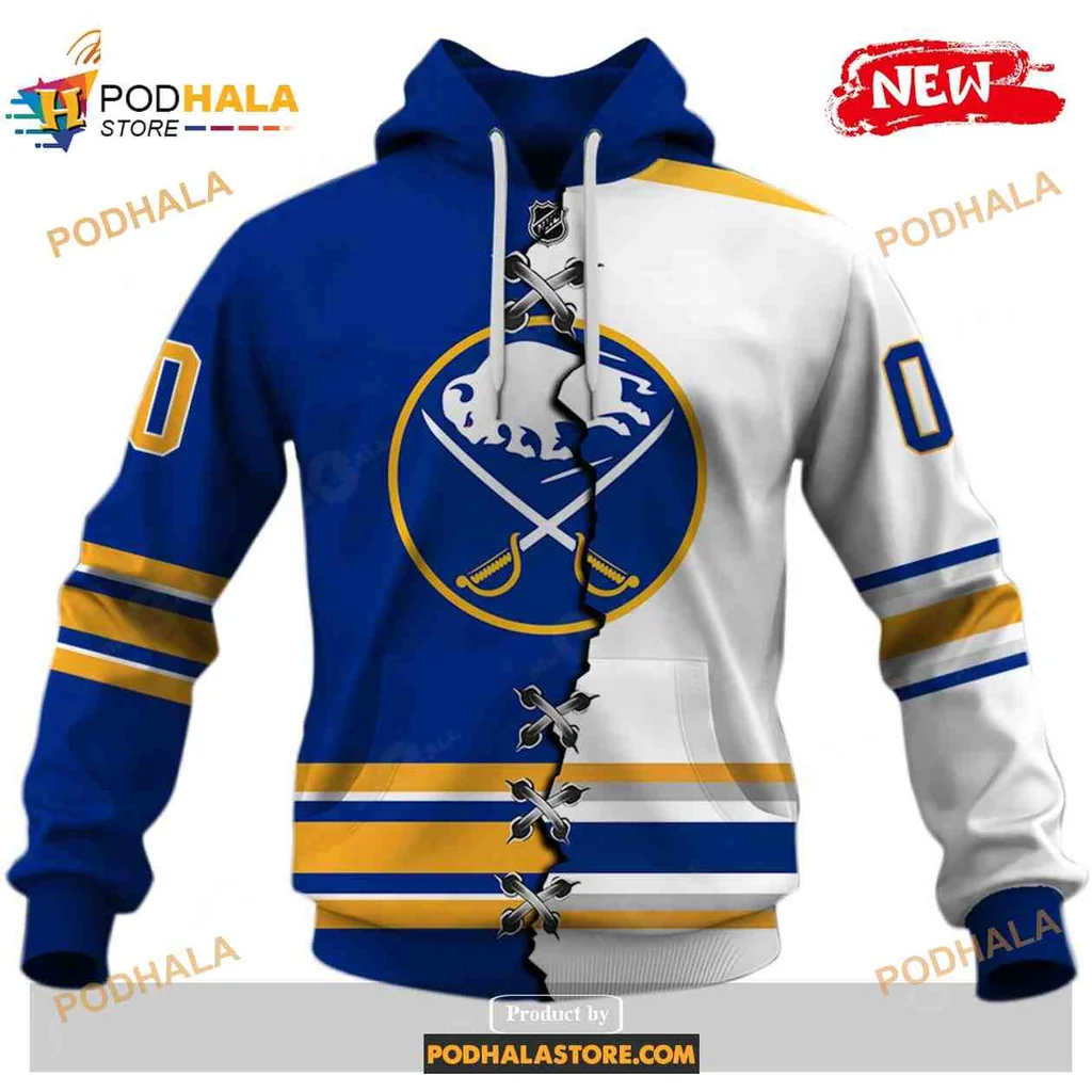 Dynamic Buffalo Sabres 3d Hoodie With Bold Blue And White Design