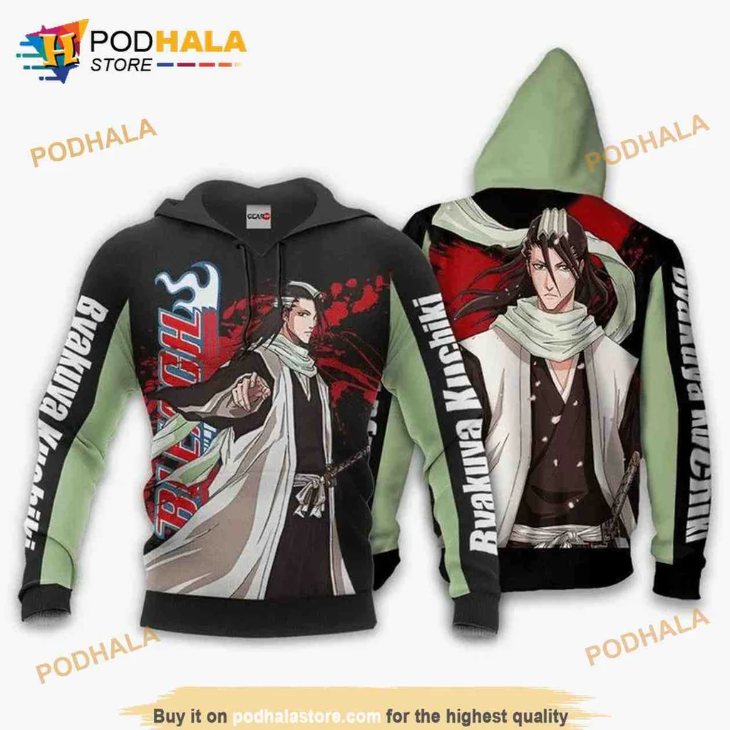Dynamic Byakuya Kuchiki Bleach 3d Hoodie Featuring Striking Soul Reaper Design
