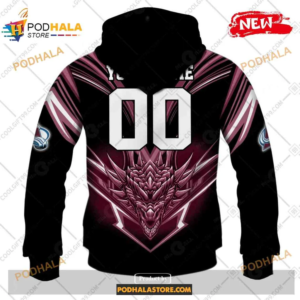 Dynamic Colorado Avalanche Dragon AOP Hoodie Featuring Bold Maroon And Blue Design Dynamic Colorado Avalanche Dragon AOP Hoodie Featuring Bold Maroon And Blue Design