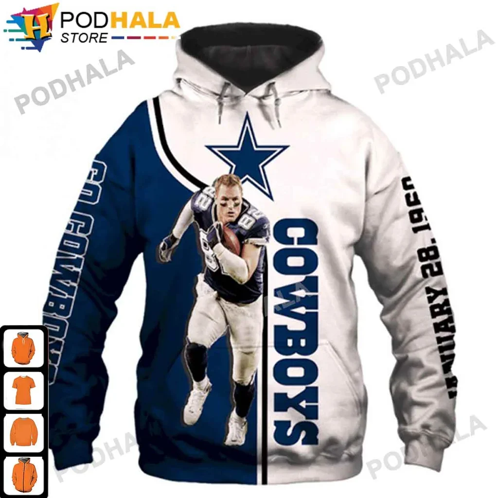 Dynamic Dallas Cowboys Football Player 3d Hoodie With Team Colors And Star Emblem