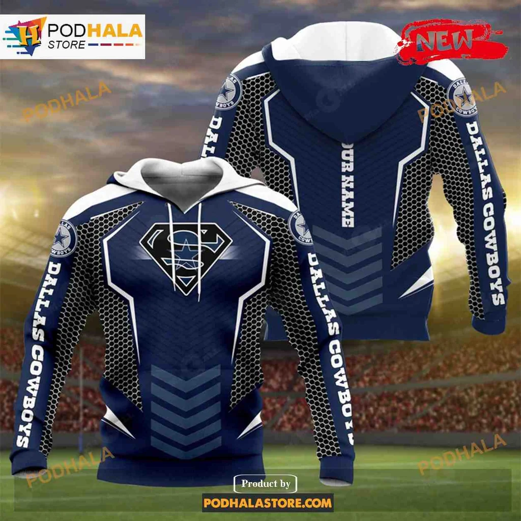 Dynamic Dallas Cowboys Superman 3d Hoodie With Bold Team Logo Design