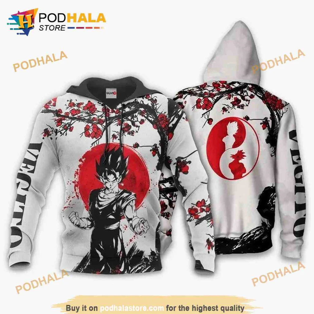 Dynamic Dragon Ball Character 3d Hoodie Featuring Bold Red Circle Design