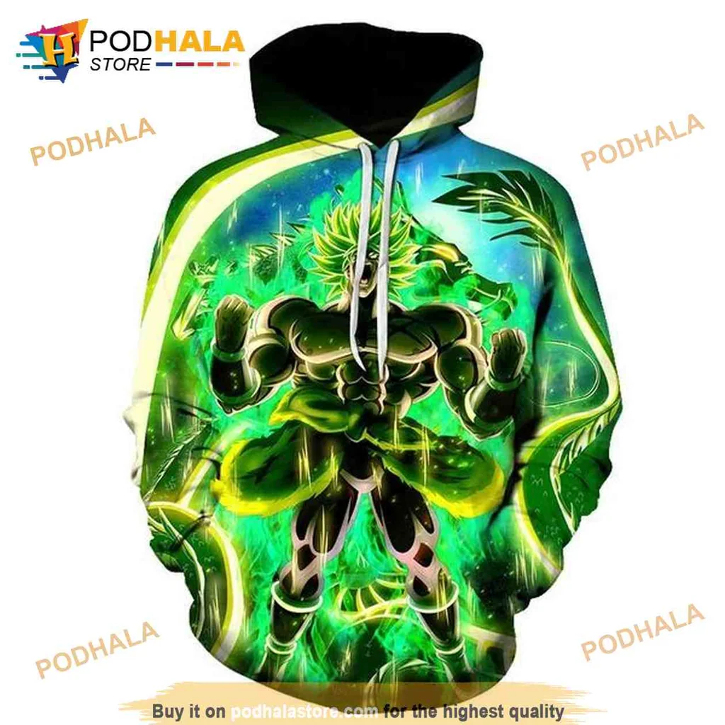 Dynamic Dragon Ball Character 3d Hoodie Featuring Muscular Design With Energy Effects