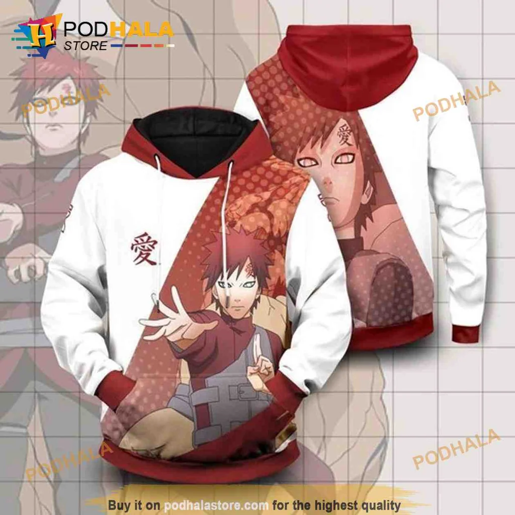 Dynamic Gaara Naruto 3d Hoodie With Striking Action Design