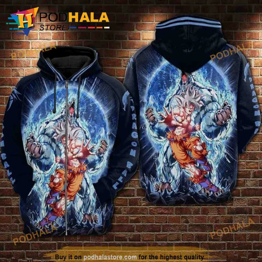 Dynamic Goku Ultra Instinct 3d Hoodie With Glowing Aura Design