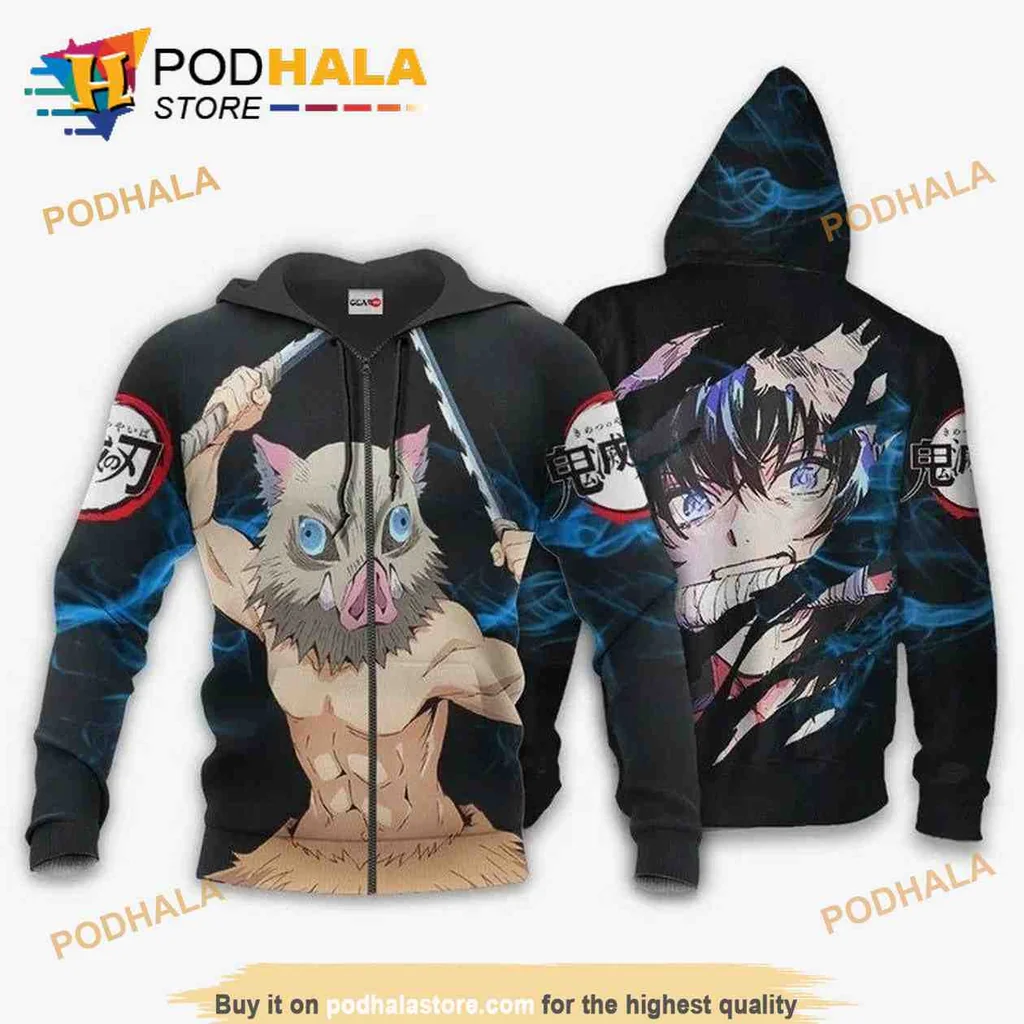Dynamic Inosuke Hashibira 3d Hoodie Featuring Demon Slayer Character Design