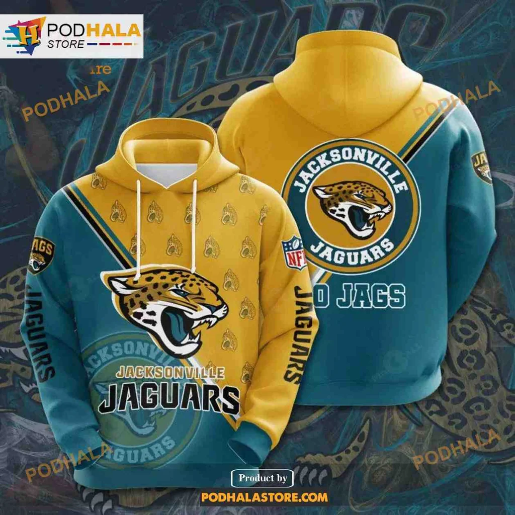 Dynamic Jacksonville Jaguars 3d Hoodie Featuring Fierce Team Logo Design