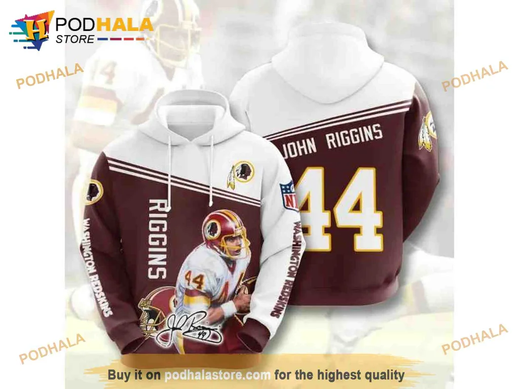 Dynamic John Riggins Washington Redskins 44 3d Hoodie For Football Fans