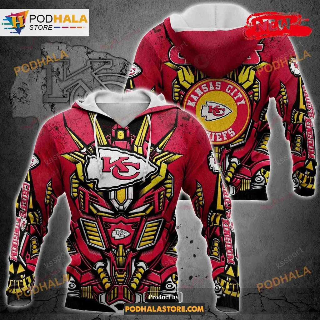 Dynamic Kansas City Chiefs Transformer 3d Hoodie With Bold Red Design