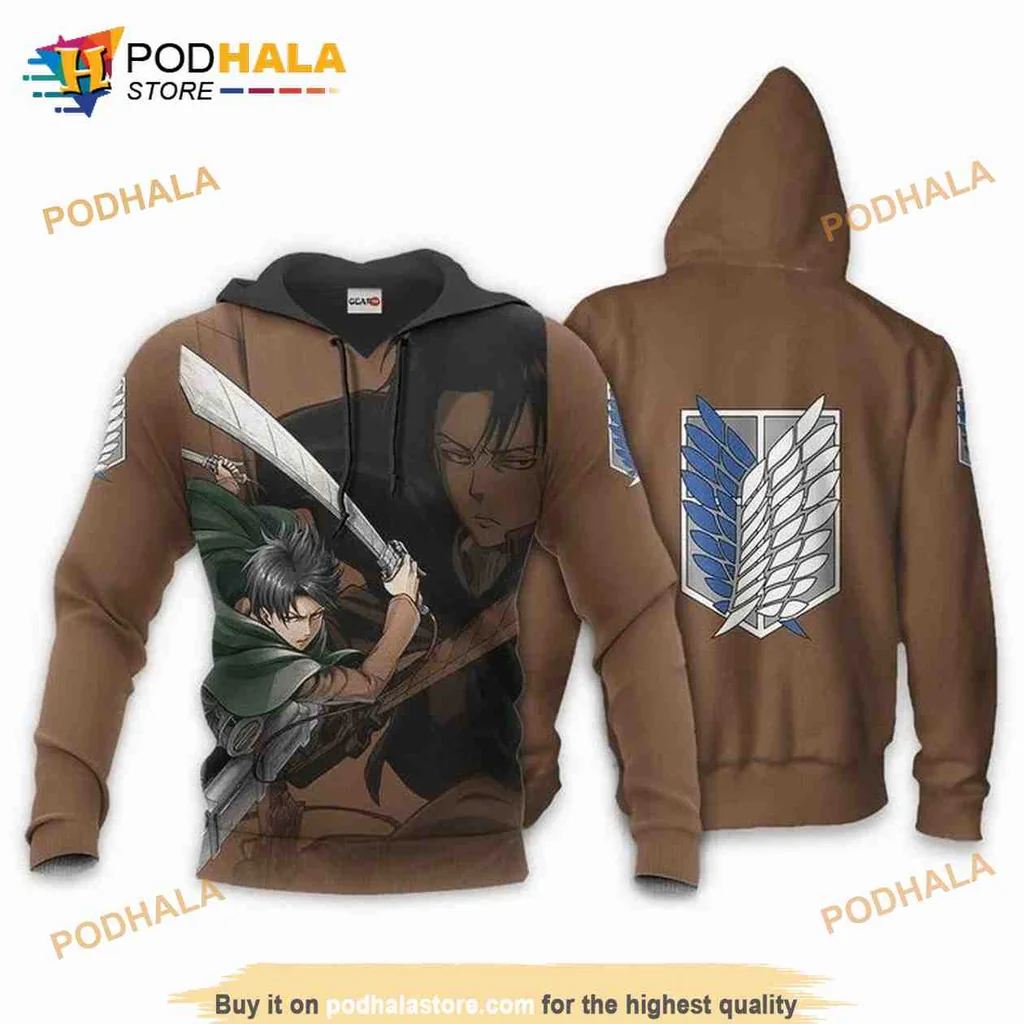 Dynamic Levi Ackerman 3d Hoodie Featuring Intense Sword Graphic