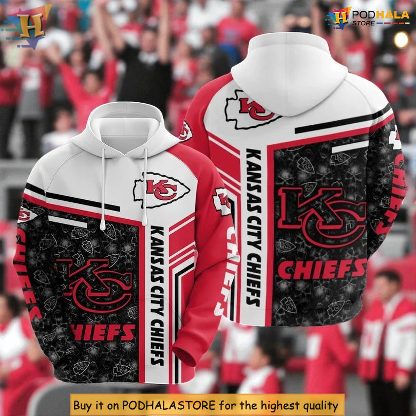 Dynamic Logo Pattern Kansas City Chiefs Christmas Hoodie, Custom 3D Apparel