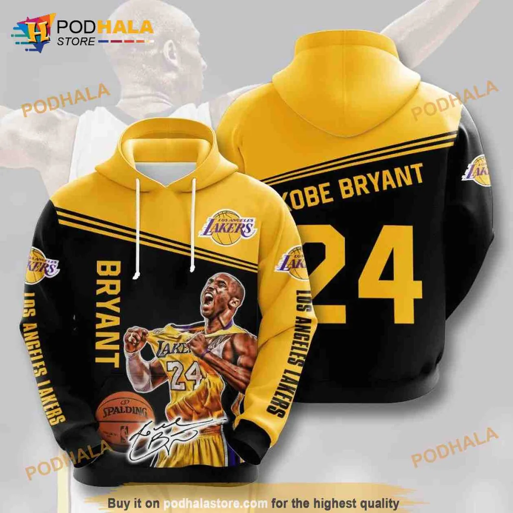 Dynamic Los Angeles Lakers 3d Hoodie Featuring Kobe Bryant Tribute