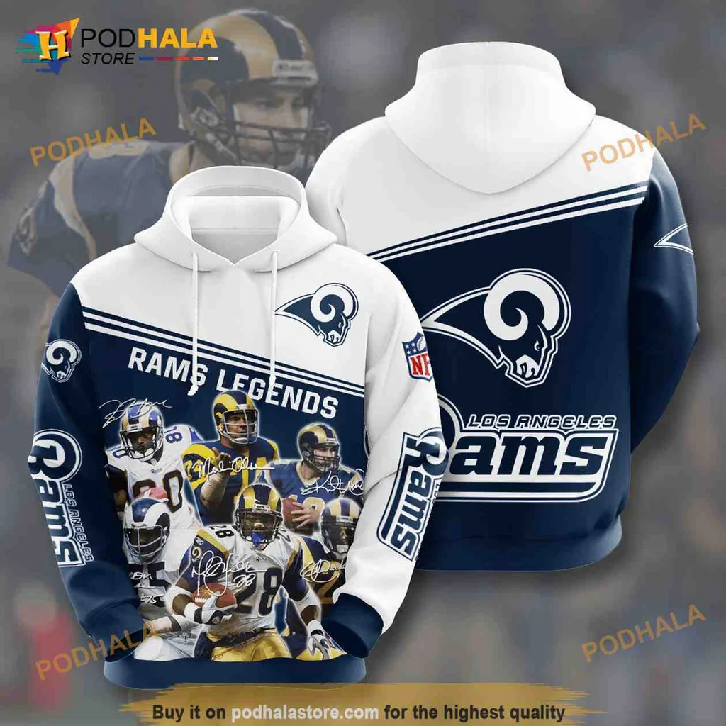 Dynamic Los Angeles Rams 3d Hoodie Featuring Vibrant Player Collage Design